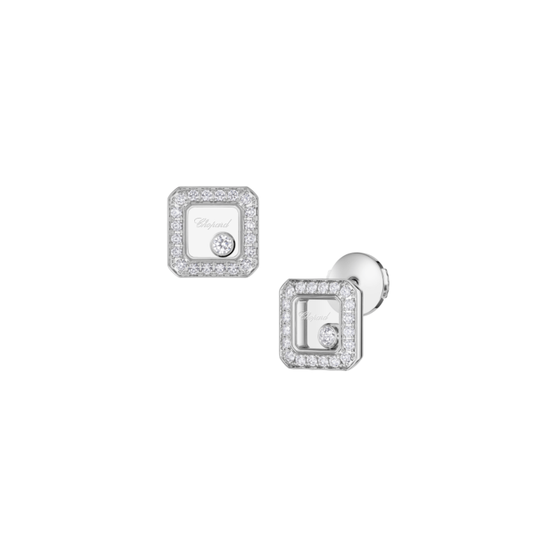 Happy Diamonds earrings in white gold, set with diamonds.