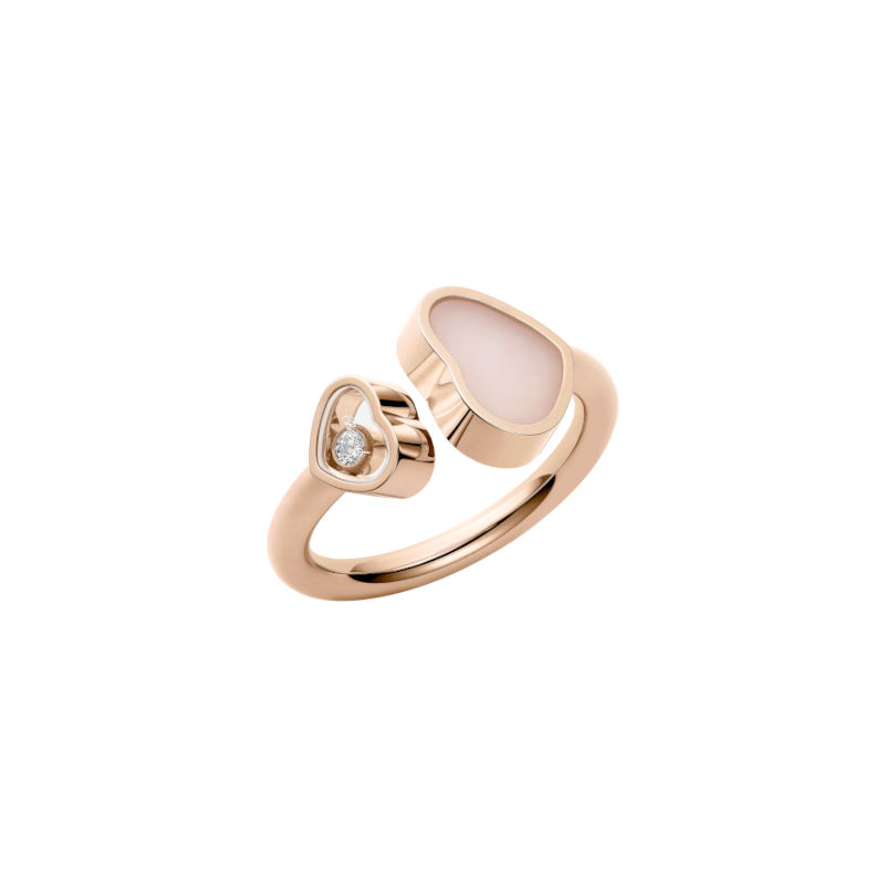 Happy Hearts ring in rose gold with a diamond.